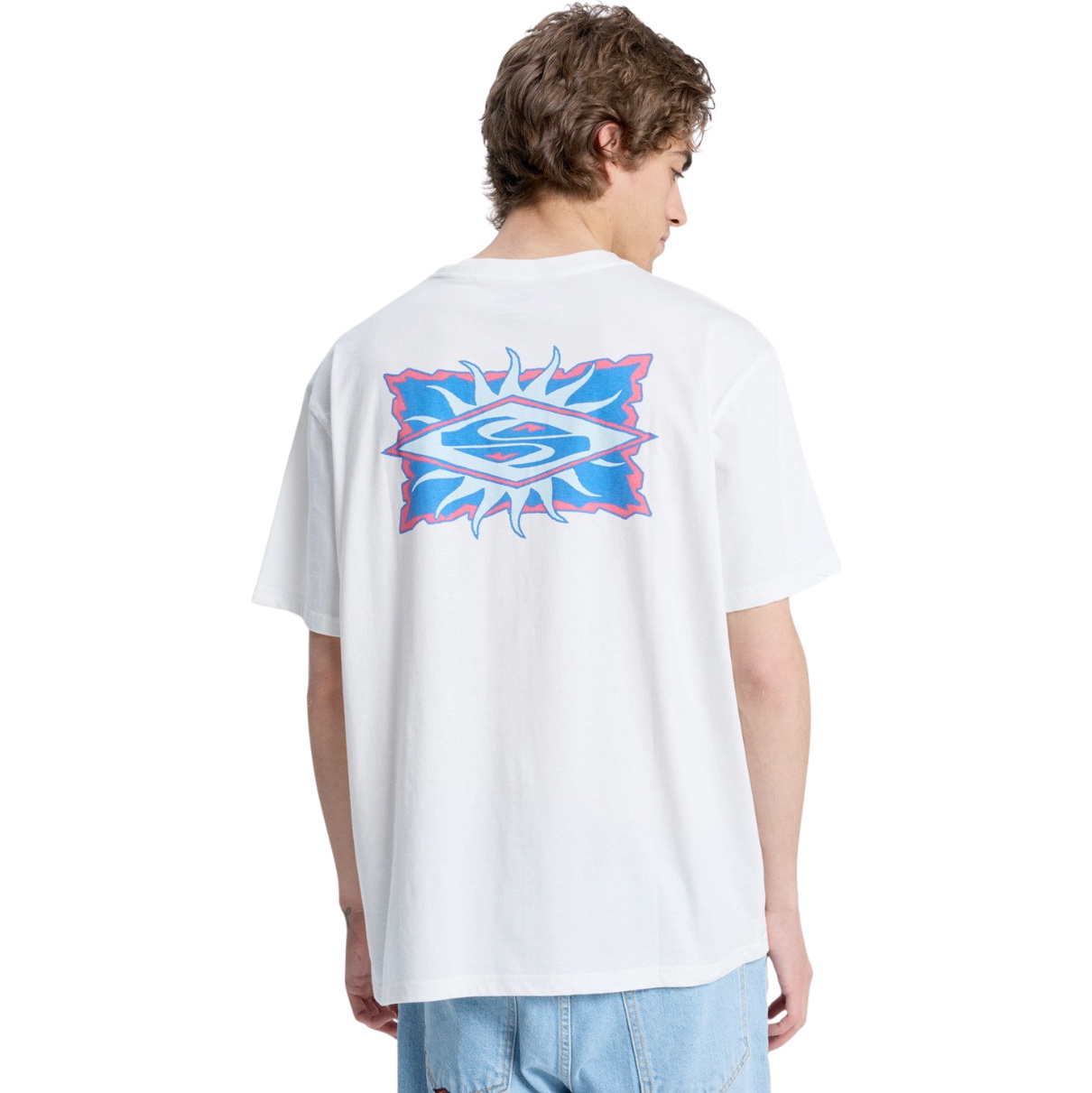 2026 Quiksilver Herre Stjernestjæle Stemplet T-Shirt EQYZT08284 - Snow White